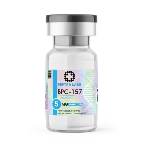 BPC-157 5mg research vial, sealed, labelled, research use only