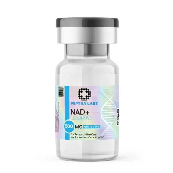 NAD+ 500 mg – flacon de compus pentru cercetare, puritate 99% pe etichetă, Peptra Labs