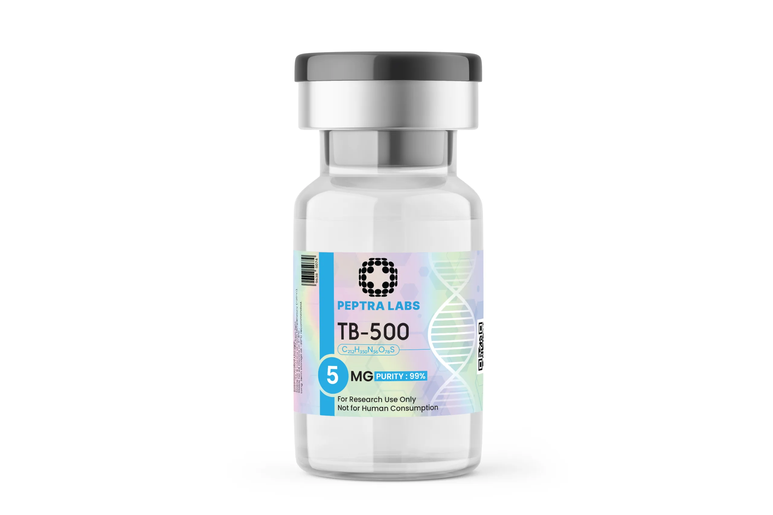 TB-500 5 mg – flacon de peptidă pentru cercetare, Peptra Labs TB-500 5 mg – flacon de peptidă pentru cercetare, puritate 99% pe etichetă, Peptra Labs