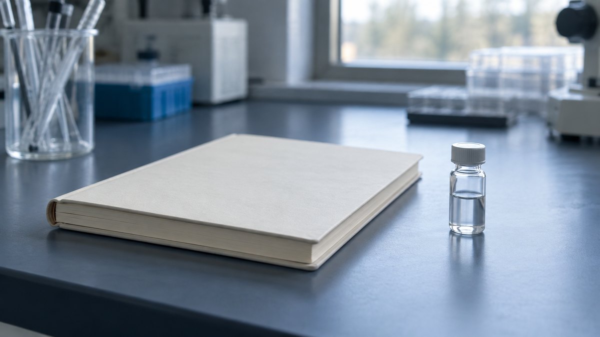 Comparație între tirzepatide și semaglutide, reprezentată printr-un flacon de cercetare și un caiet de laborator