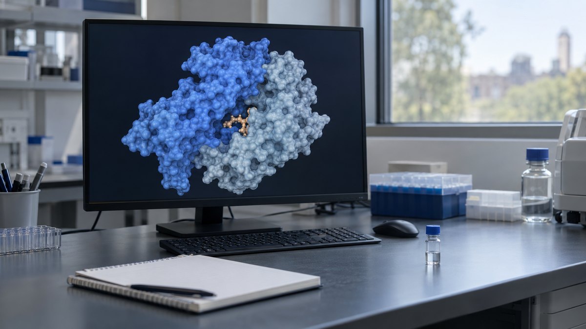 Simulare tirzepatidă GLP-1R pe un monitor de laborator
