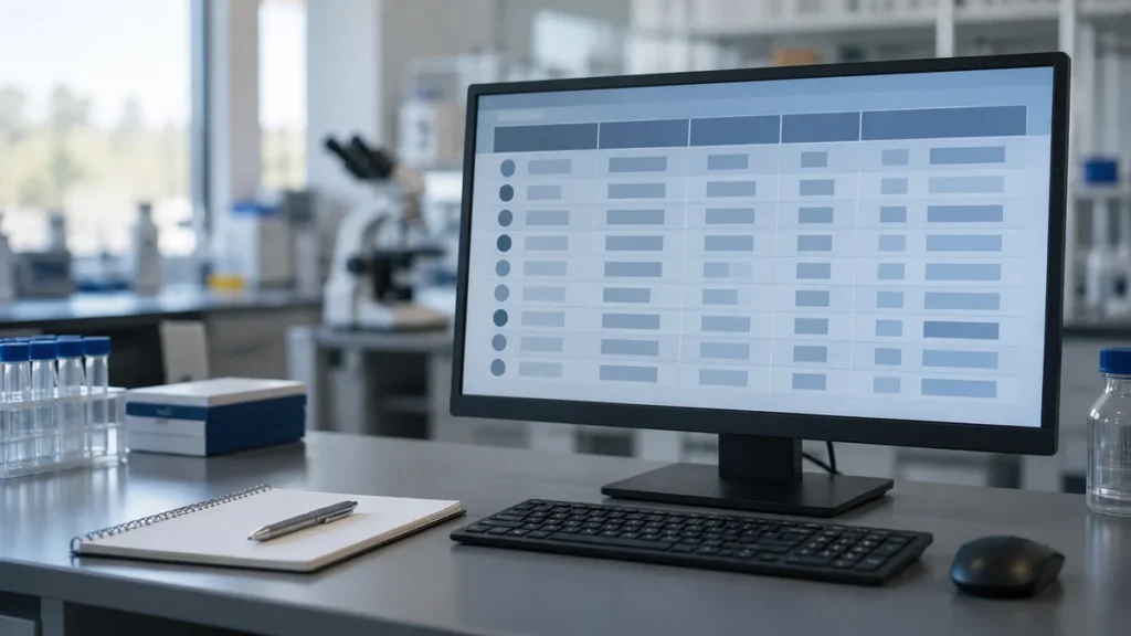 Tabel de date clinice pe un monitor de cercetare